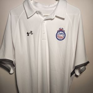 MEN'S Under Armour Gold Tournament Polo with Jimmy's Famous Seafood Logo
